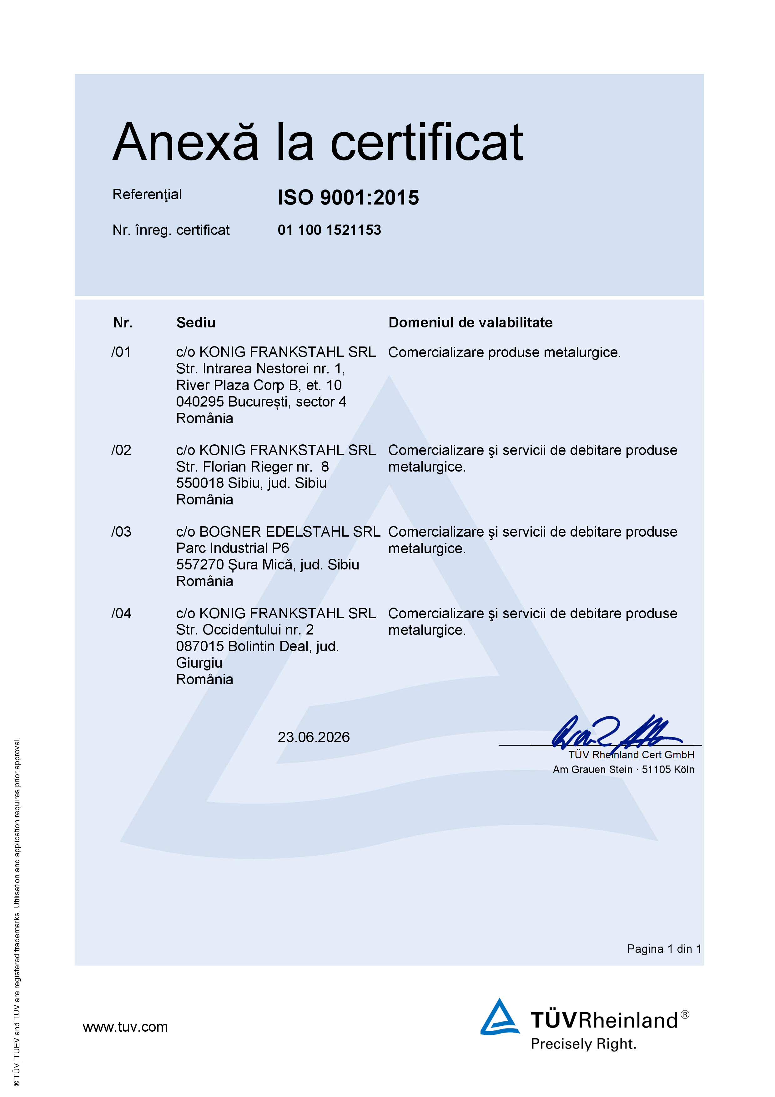 certificat ISO 9001:2015