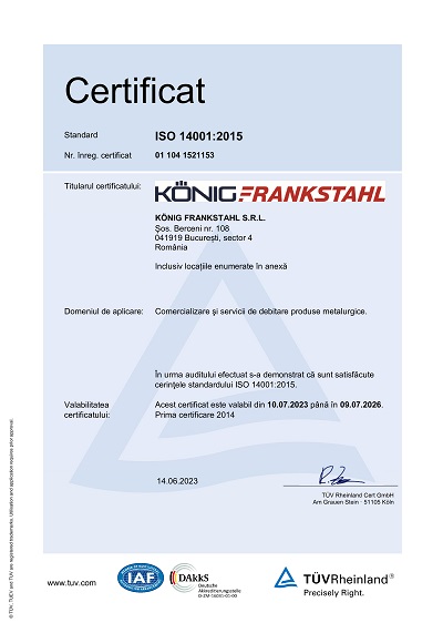 certificat ISO 14001:2005
